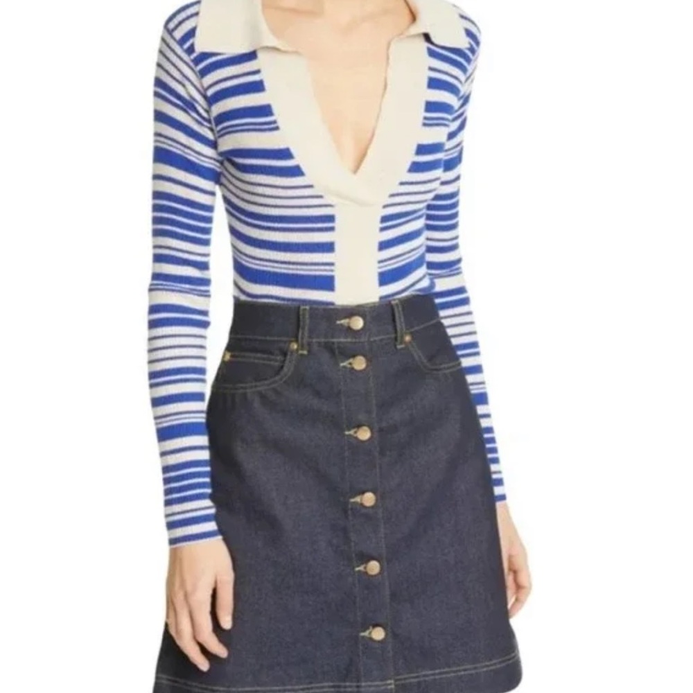 REMAIN Birger Christensen Joy LS Stripe Top In Total Eclipse Comb